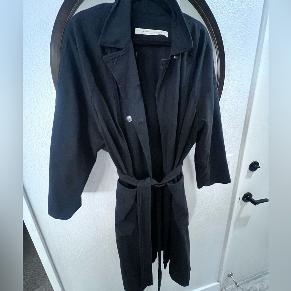 Raquel Allegra Trench Black Blazer Coat EUC Size Large designer - Picture 8 of 8